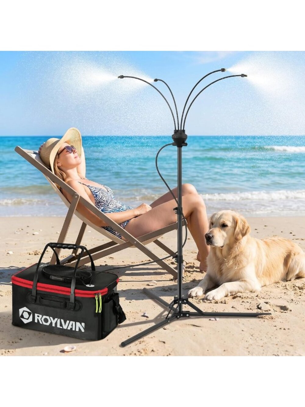 Portable Outdoor Misters - Battery-Powered with 4 Nozzles for Cool Patio Comfort